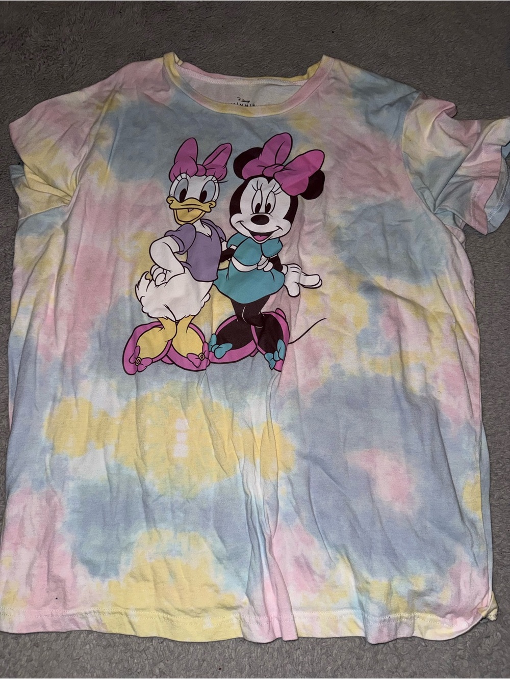 Disney Pastel Tie-Dye Short Sleeve Tee with Minnie & Daisy